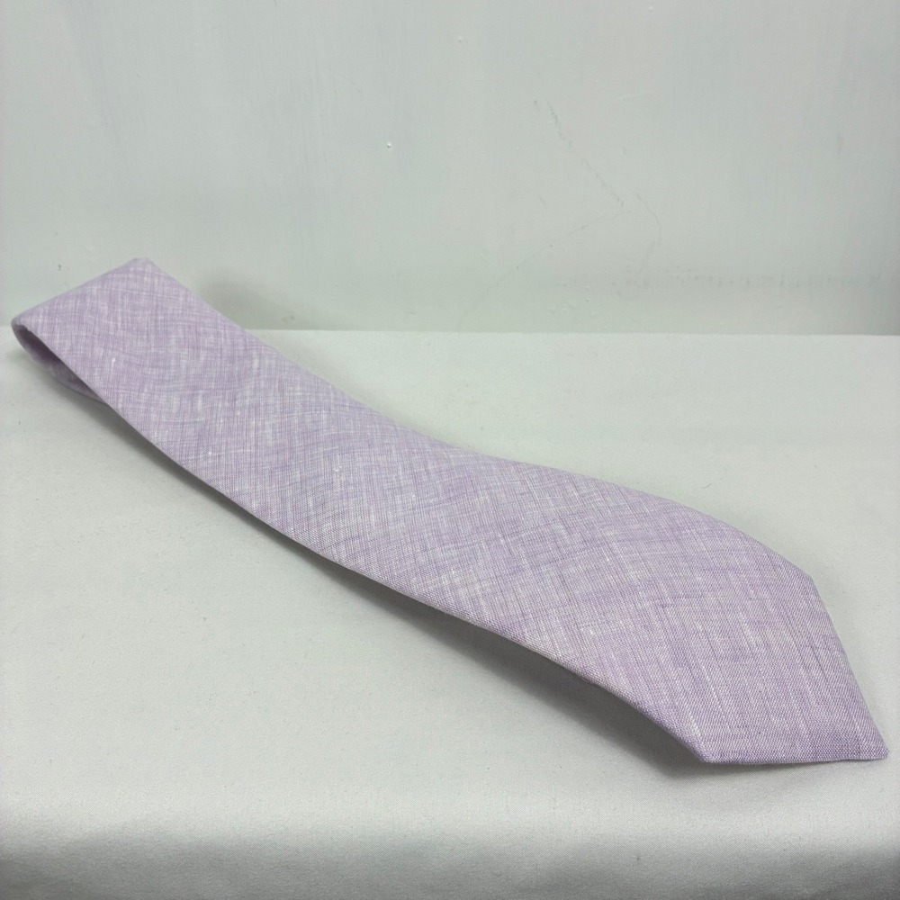 R. Hanauer Mens Lavender Purple 100% Linen Handsewn Necktie Made in USA Regular